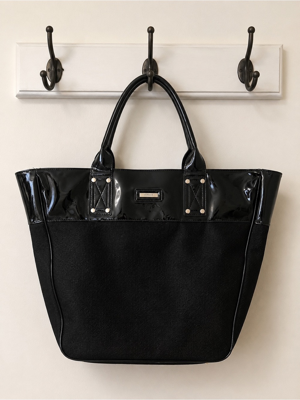 Versace Parfum Black Shoulder Tote Bag 15” X 21”